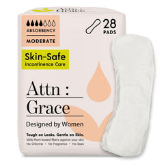Attn: Grace moderate pad 28-pack pack shot for daily discreet protection.