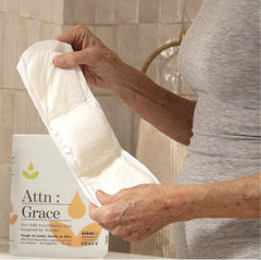 Attn Grace top-sheet material close-up underlines plant-based, skin-friendly surface