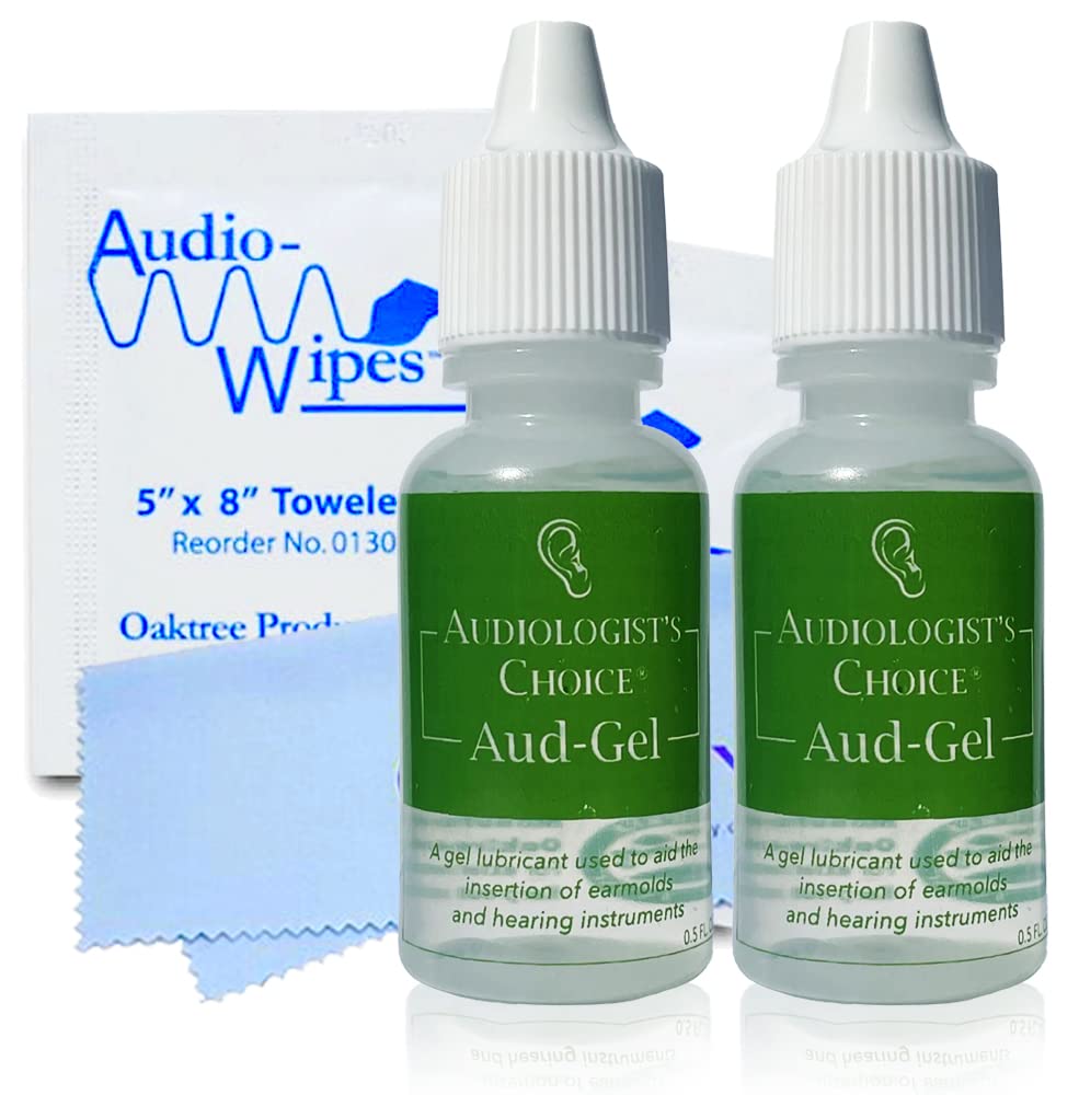 Aud-Gel de Audiologist's Choice en botella de 0,5 oz facilita la inserción de audífonos y moldes.
