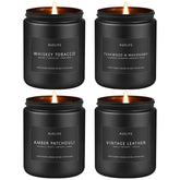 Auelife whiskey tobacco candle creates warm masculine ambiance in the living room.