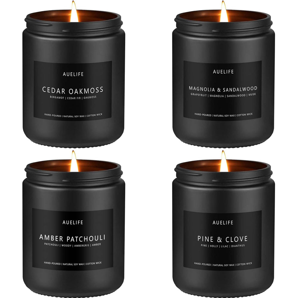 Auelife winter cedar oakmoss candle jar enhances a calm, masculine ambiance in any room.