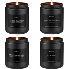 Auelife winter cedar oakmoss candle jar enhances a calm, masculine ambiance in any room.