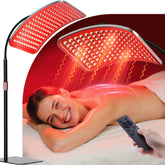 Aulanto red light panel on the face offering soothing light exposure for facial care
