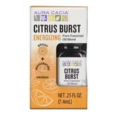 Aura Cacia Citrus Burst bottle pour shows a light, refreshing aroma for small spaces.