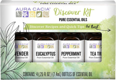 Aura Cacia Discover kit lavender bottle for calming diffuser blends