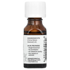 Aura Cacia lemon oil with fresh citrus scent, ideal for cleansing blends.