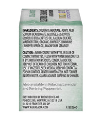 Aura Cacia Purifying Eucalyptus Shower Tablet close-up and aroma release in steam