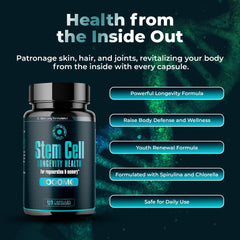 Aura Vitamins stem cell 1000mg label detail emphasizes dosage and clean ingredients