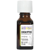 Aura Cacia eucalyptus oil bottle 0.5 oz for refreshing diffusers and blends.