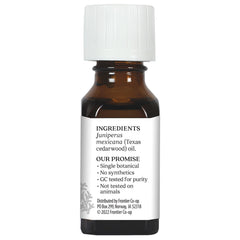 Aura Cacia Texas Cedarwood oil for massage blends, warm, calming scent.
