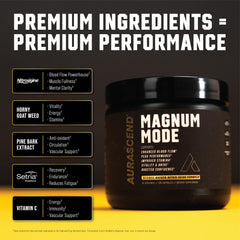 Close-up of the Aurascend Magnum Mode label highlighting ingredients.