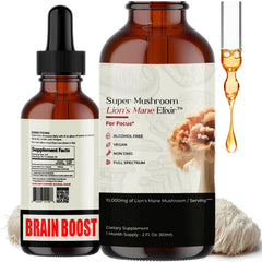 Auri Lions Mane liquid elixir bottle for daily focus support.