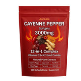 AuriLabs Cayenne Pepper Softgels bottle for convenient daily wellness.