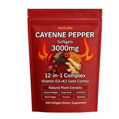 AuriLabs Cayenne Pepper Softgels bottle for convenient daily wellness.
