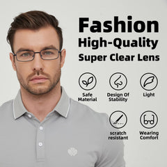 Autojouls metal reading glasses black side profile for comfortable wear
