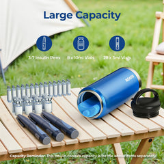 AUVON insulin pen cooler interior capacity demonstrates space for multiple pens