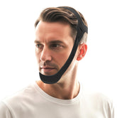 Auxhil chin strap closeup shows soft neoprene for comfortable, itch-free wear.