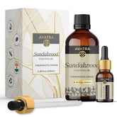 Avatra Sandalwood oil bottle with pour spout for easy aroma diffusion.