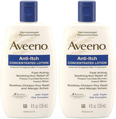 Aveeno Anti-Itch Concentrated Lotion calamine bottle, 4 oz, two-pack for itch relief at home