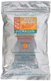 Avon's Bug Guard Plus Picaridin towelettes in resealable pouch for on-the-go protection