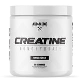 Axe & Sledge Basics Creatine bottle front shows pure, unflavored formula for strength support.