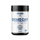 Close-up of Axe & Sledge Demo Day bottle highlighting steady energy from the carb blend