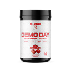 Axe & Sledge Demo Day bottle on a gym bench, ready for intra-workout fueling.