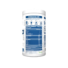 A glass with The Grind drink highlights hydration and amino acid support during workouts.