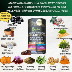 AyBet Shilajit Gold Gummies close-up of gummies with no sugar added.