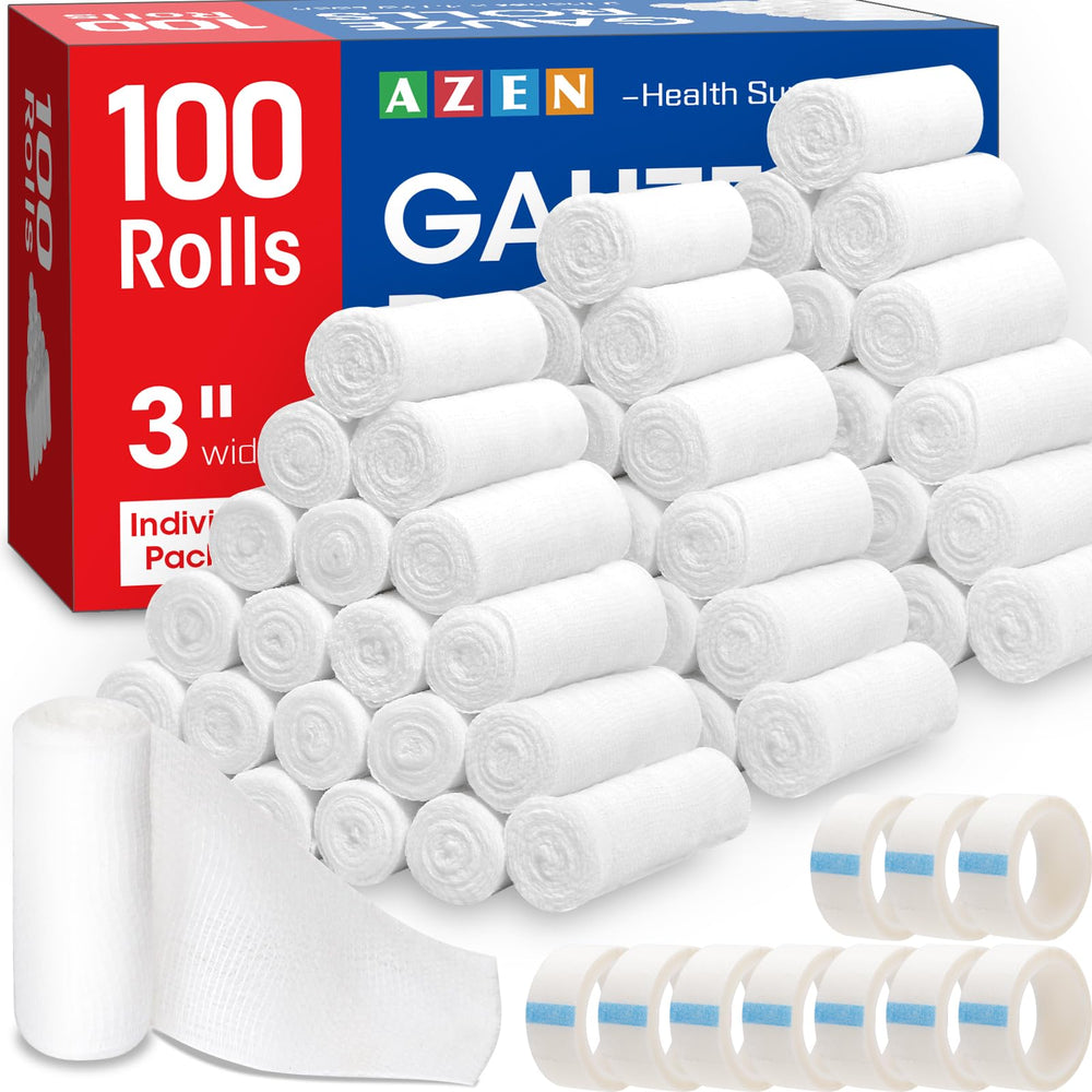 AZEN 100-pack gauze roll 3in x 4.1yds for on-the-go wound care
