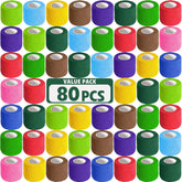 AZEN 80-pack self-adhesive bandage wrap bundle showing color variety for quick wraps.