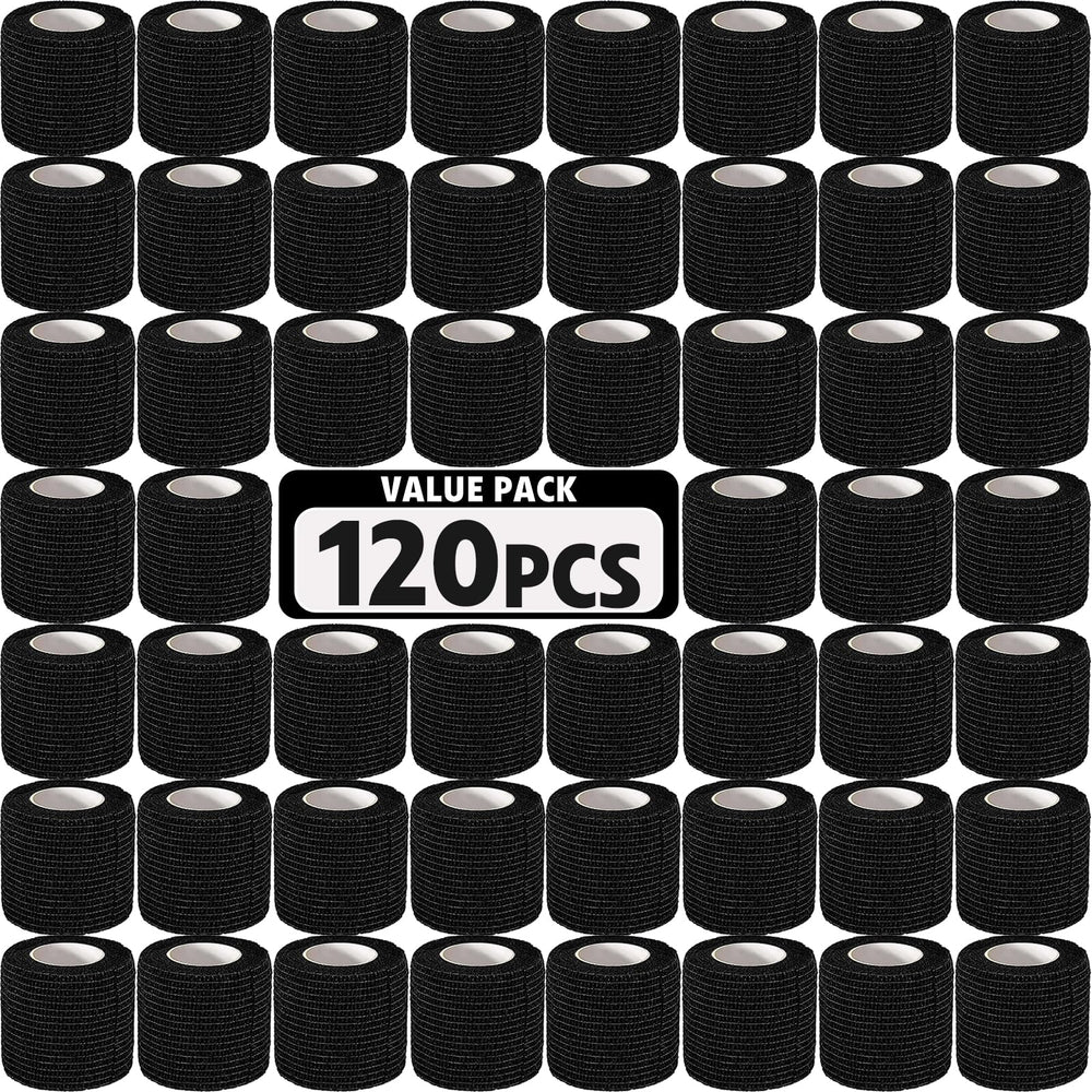 AZEN black self-adhesive bandage wrap roll shown for easy wrapping.