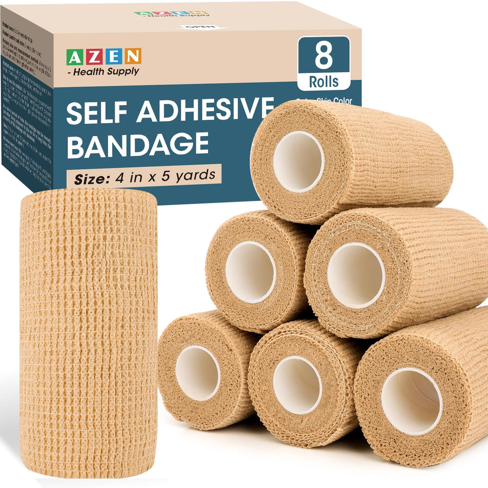 AZEN Bandaje adhesivo 8 rollos, fácil de retirar; no pega piel.