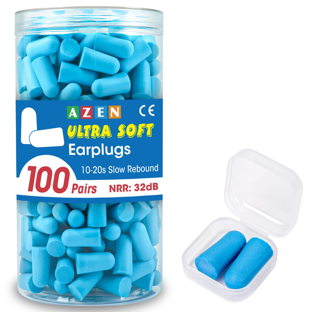 AZEN tapones de oreja: empaque de 100 pares para dormir y viajar.