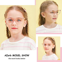 AZorb kids blue light glasses in leopard style help kids stay focused during homework.