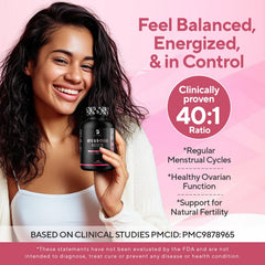 B Life Company ovarian health capsules on bottle label for reproductive wellness