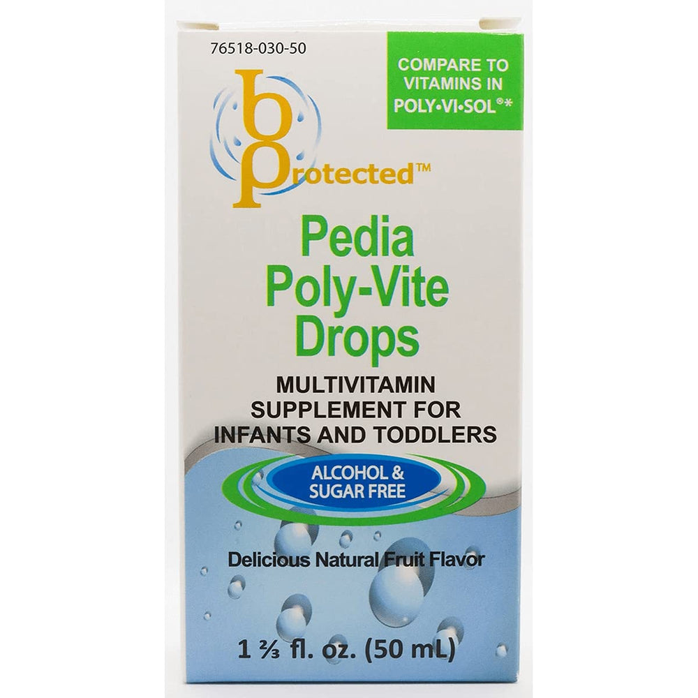 B Protected Pedia Poly-Vite Drops bottle for easy daily multivitamin intake