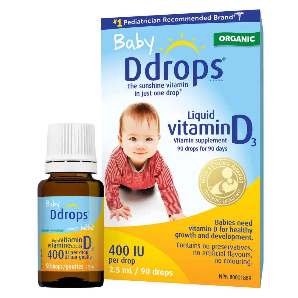 Baby Ddrops Bebe bottle close-up for easy vitamin D dosing.