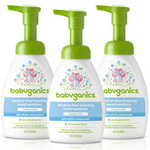 Babyganics alcohol-free foaming sanitizer pump bottle for gentle baby hand cleansing