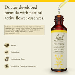 Bach Gentian bottle and label shown for natural emotional balance.