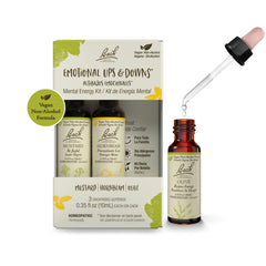 Bach Original Flower Remedies trio bottles ready for use, non-alcohol formula for everyday mood support.