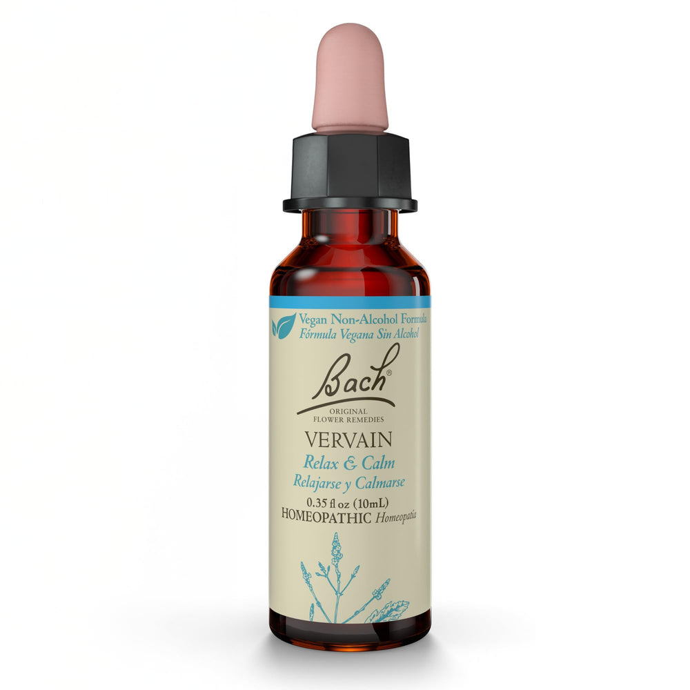 Bach Vervain bottle with dropper enables calm, balanced mood