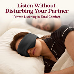 Back Bay Audio SilkSound sleep mask close up showing mulberry silk fabric