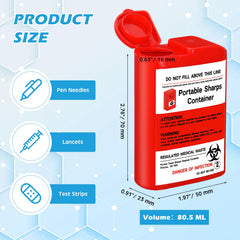 Baderke 80ml travel sharps container, compact design for on-the-go disposal.