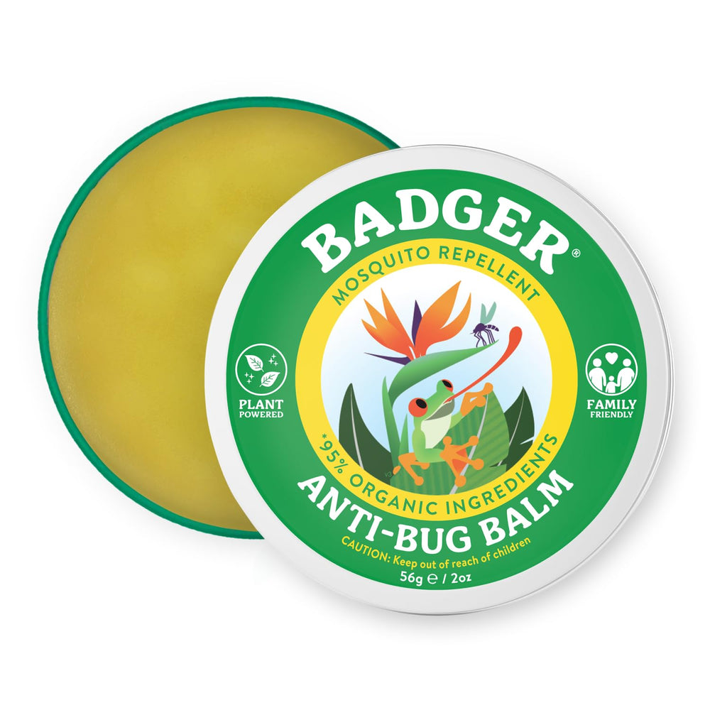 Lata repelente Badger, detalle de envase compacto para uso familiar.