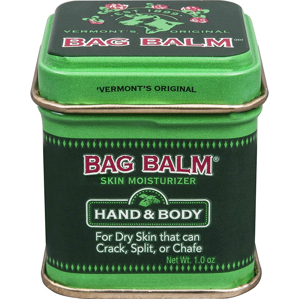 Bag Balm balsamo medicado en lata de 1oz lista para uso diario en piel seca.