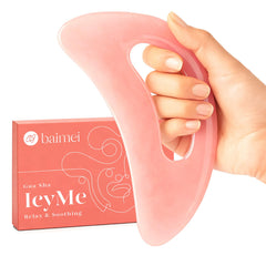 BAIMEI IcyMe gua sha resin with handle for precise facial and body massage.