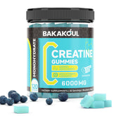 BAKAKOUL Creatine Monohydrate Gummies bottle front, sugar-free formula for convenient muscle support