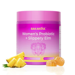 BAKAKOUL Feminine Probiotics Balance bottle pouring for daily digestive support.
