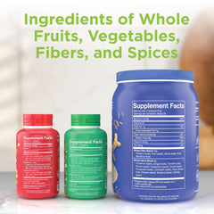 Balance of Nature Fruits blend ingredients close-up on label for convenient daily nourishment